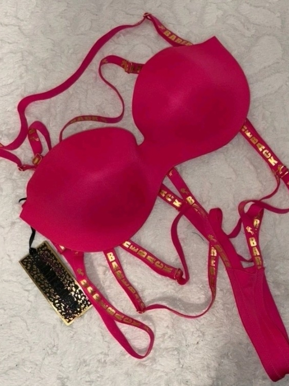 BAREBACK SEXY BACK SKYE HOT PINK BRA WITH HOOK TAB CONVERTIBLE STRAPS 36DD NWT
